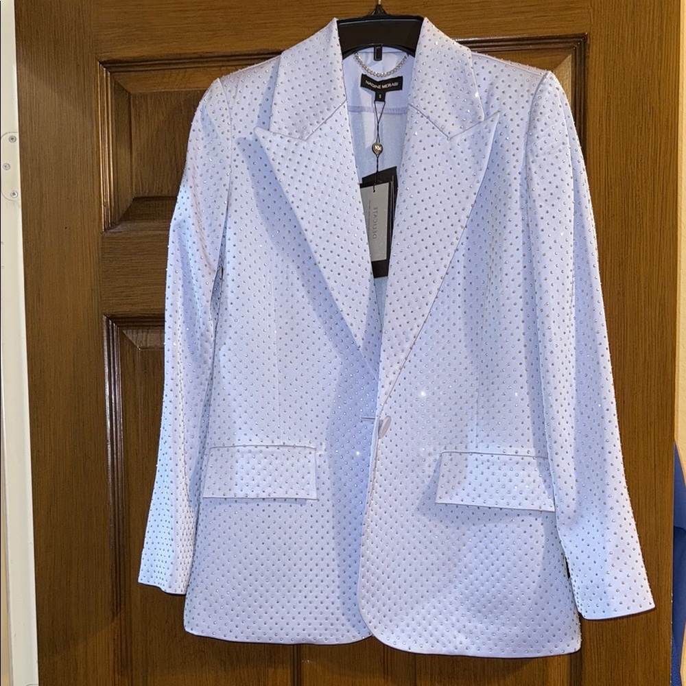 NADINE MERABI White Blazer Professional Tailored Suit Jacket